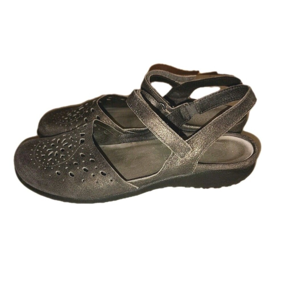 Naot Metallic Leather Mary Jane Comfort Shoes Women's 42 Arch Support Cutouts